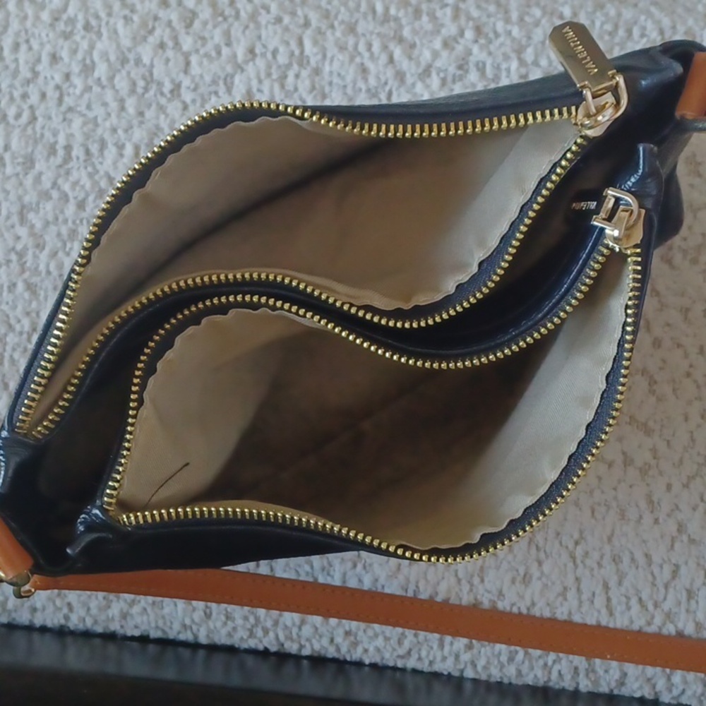 Valentina Black Pebbled Leather Crossbody Bag - Picture 10 of 12